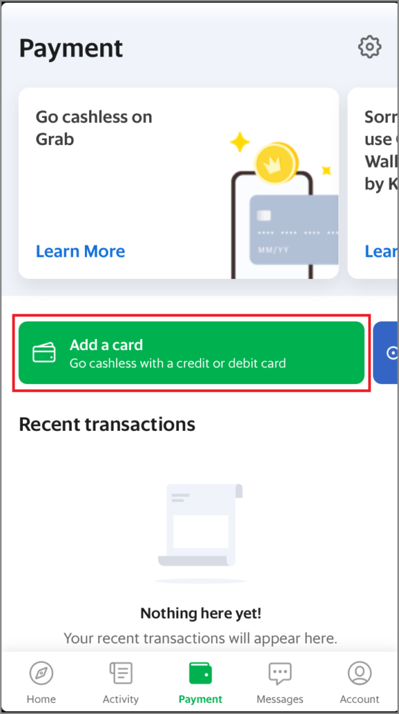 Grab クレジットカード 登録方法